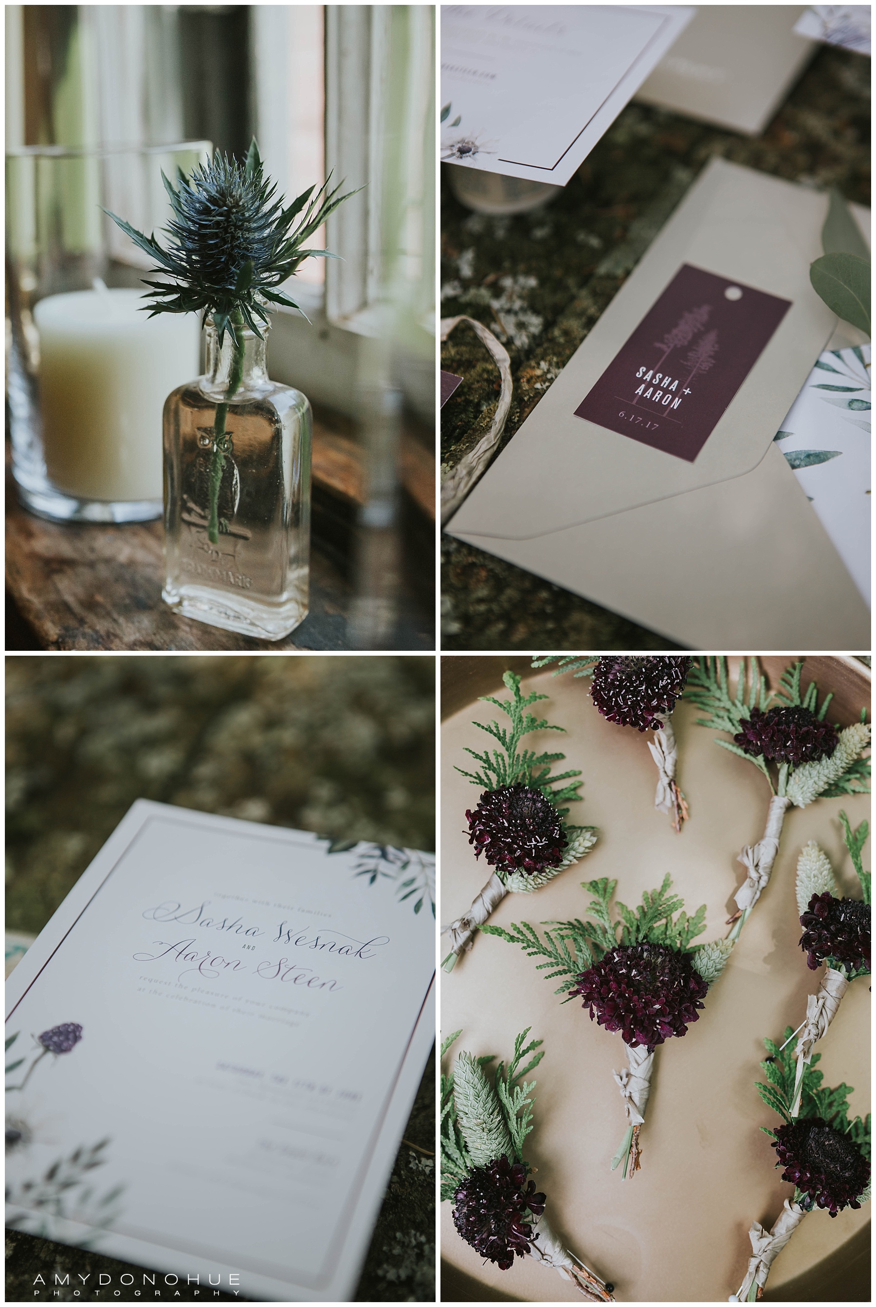 Wedding Invitations by Lulu & Roo Design Studio & boutonnieres by Nectar & Root | Photography by Amy Donohue Photography