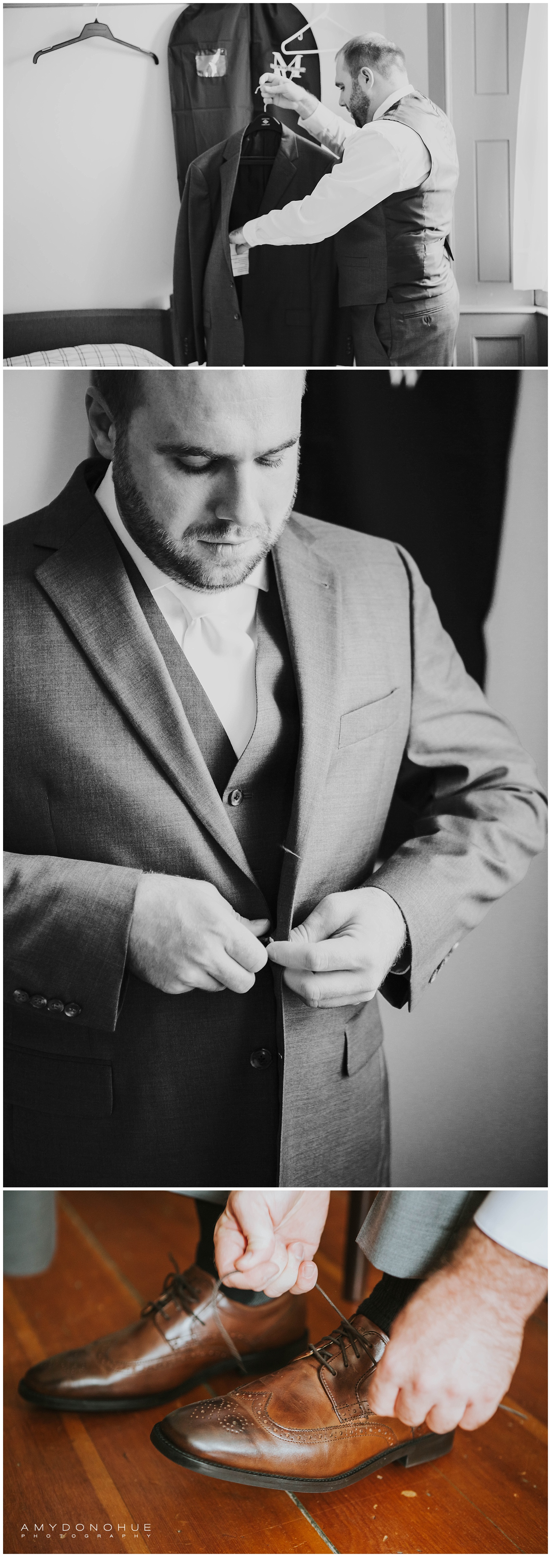 Groom Getting Ready Photos © Amy Donohue Photography | New Hampshire Wedding Photographer | Enfield Shaker Museum