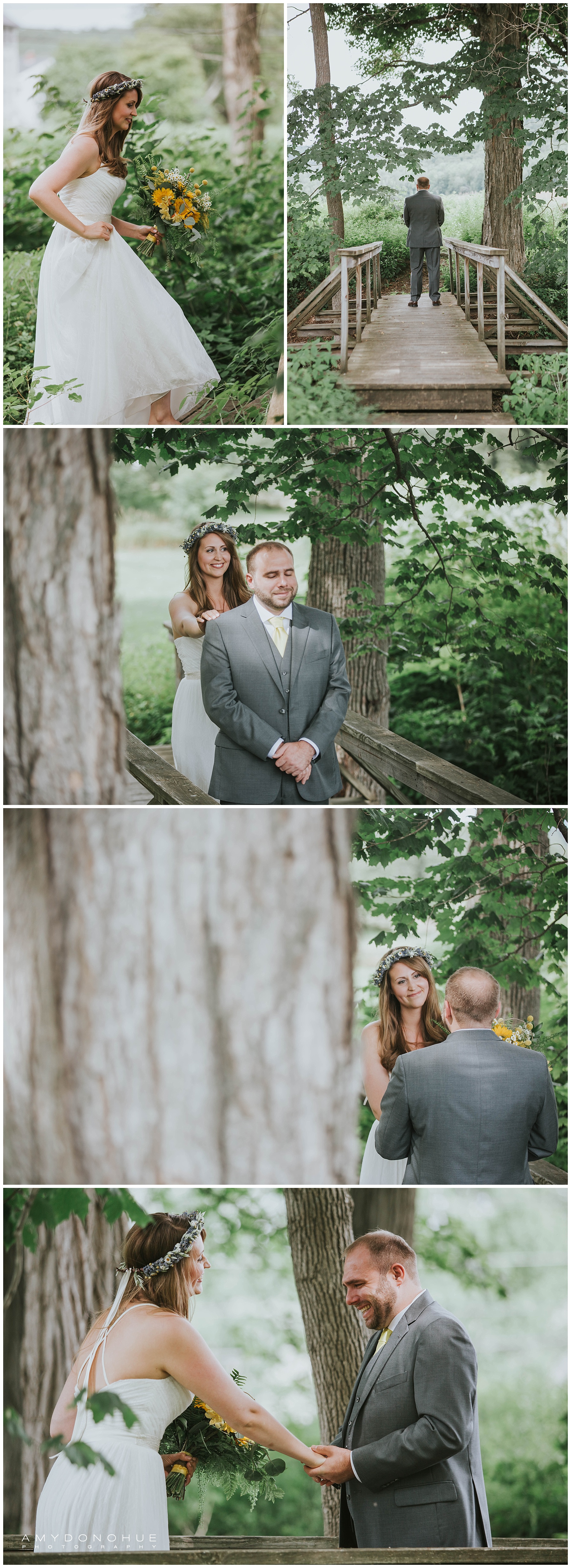 Woodland First Look Portraits © Amy Donohue Photography | New Hampshire Wedding Photographer | Enfield Shaker Museum