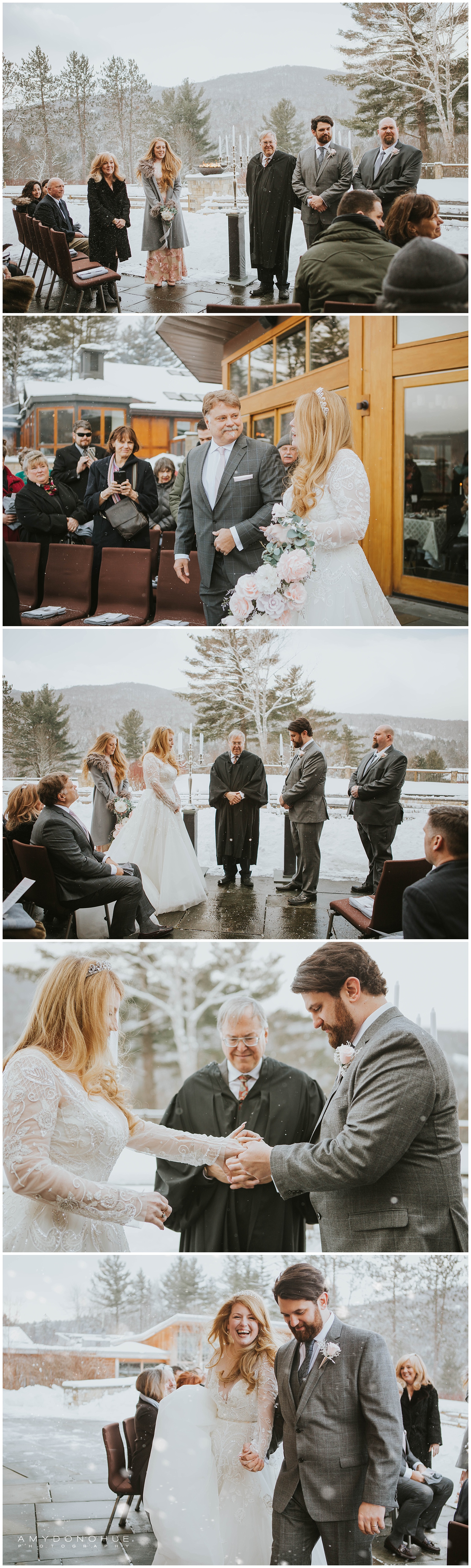 Snowy Ceremony Portraits | Vermont Wedding Photographer | © Amy Donohue Photography