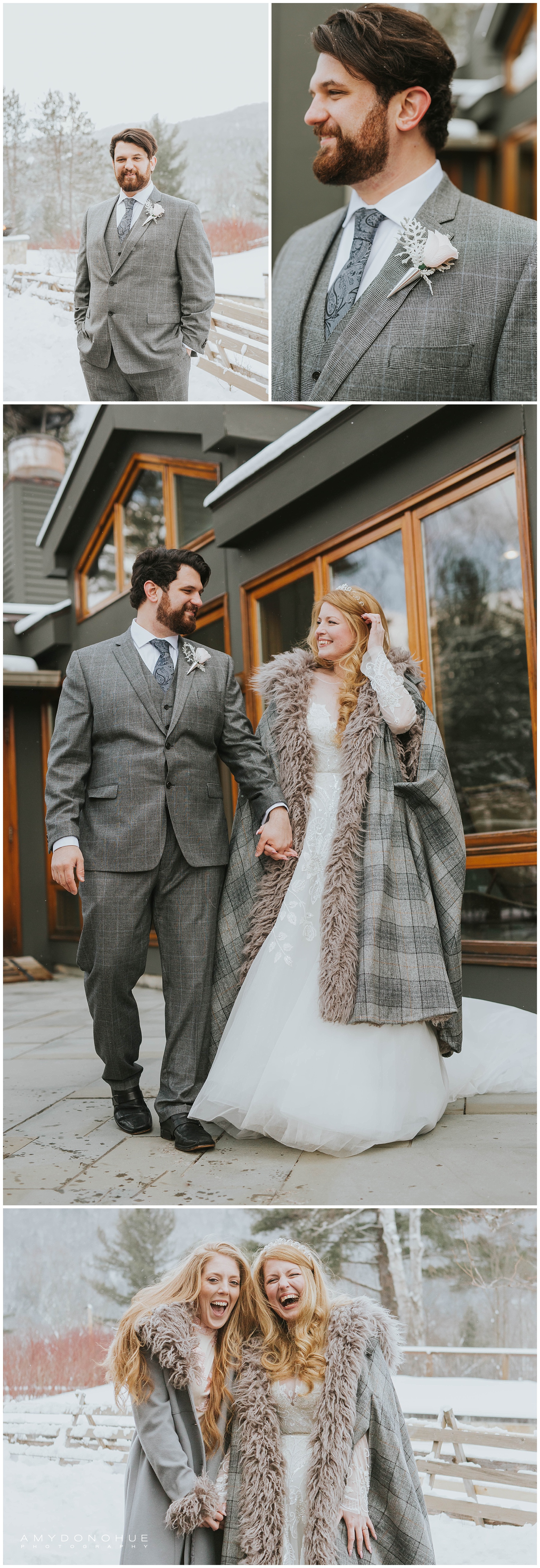 Snowy Bridal Portraits | Vermont Wedding Photographer | © Amy Donohue Photography