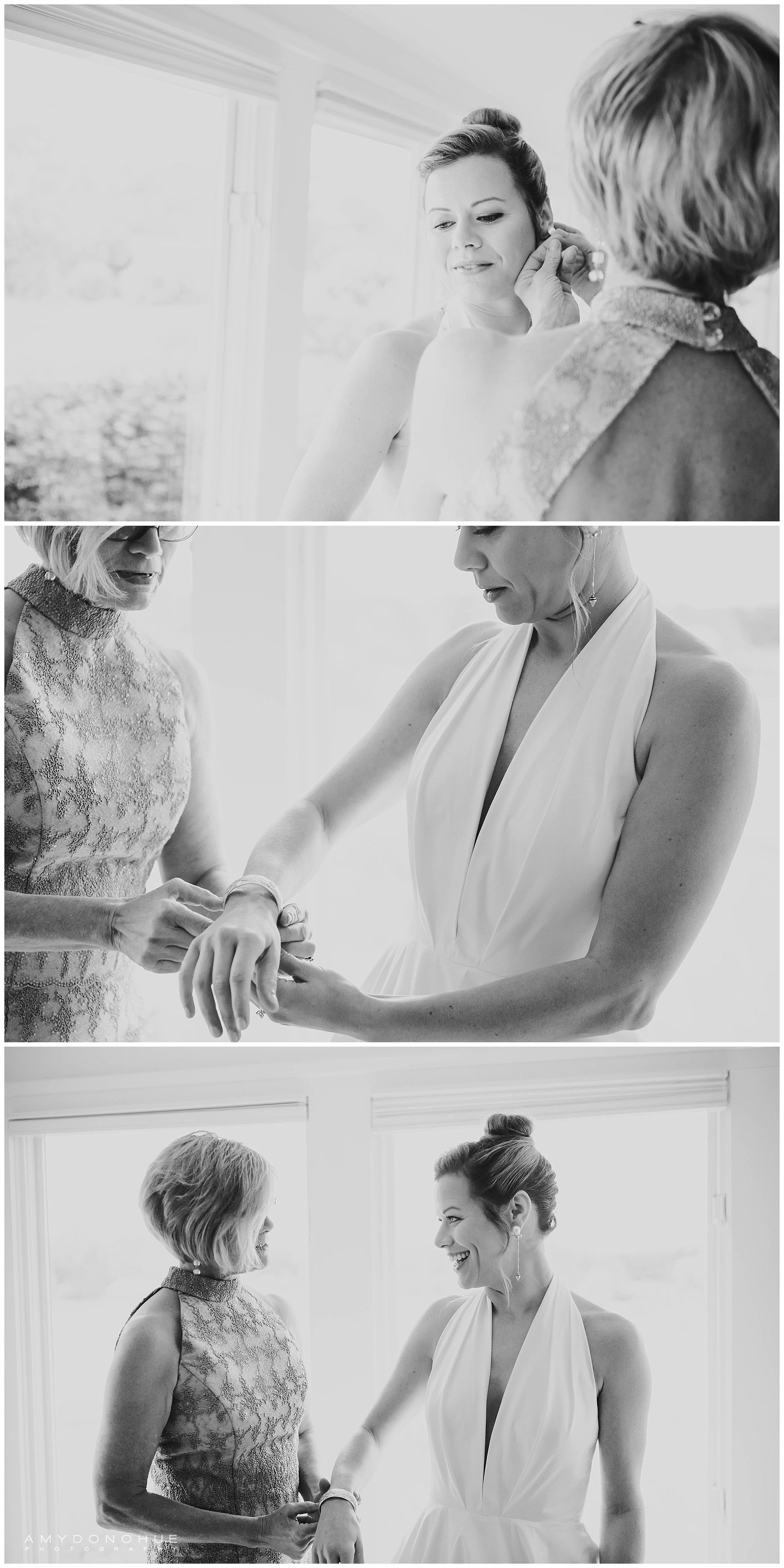 Getting into the dress | Basin Harbor Wedding Photographer | © Amy Donohue Photography