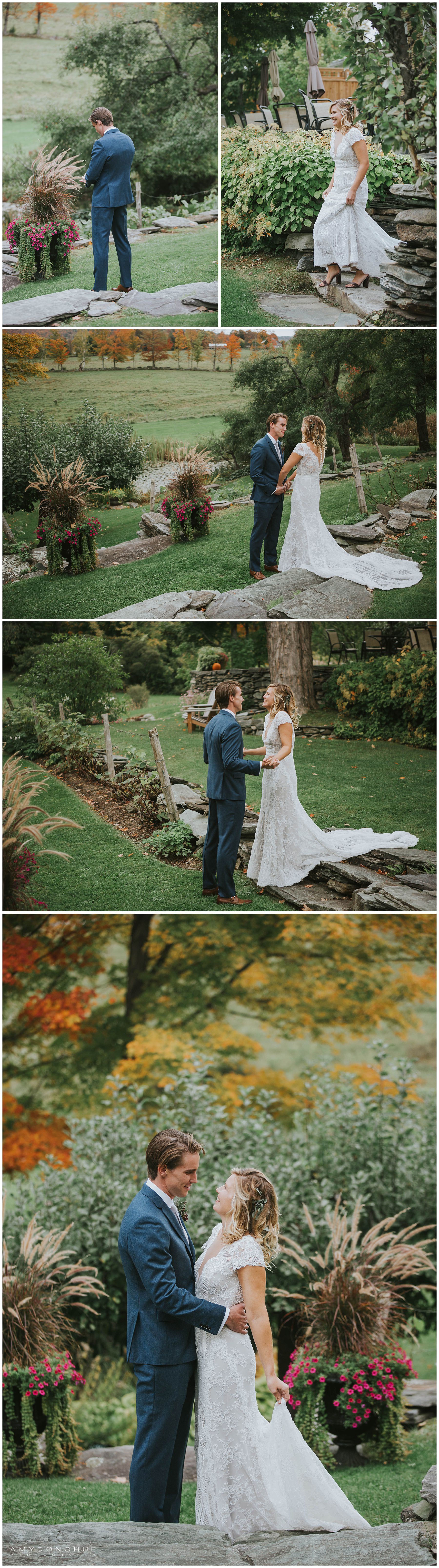 First Look | The Inn at Round Barn Farm | © Amy Donohue Photography
