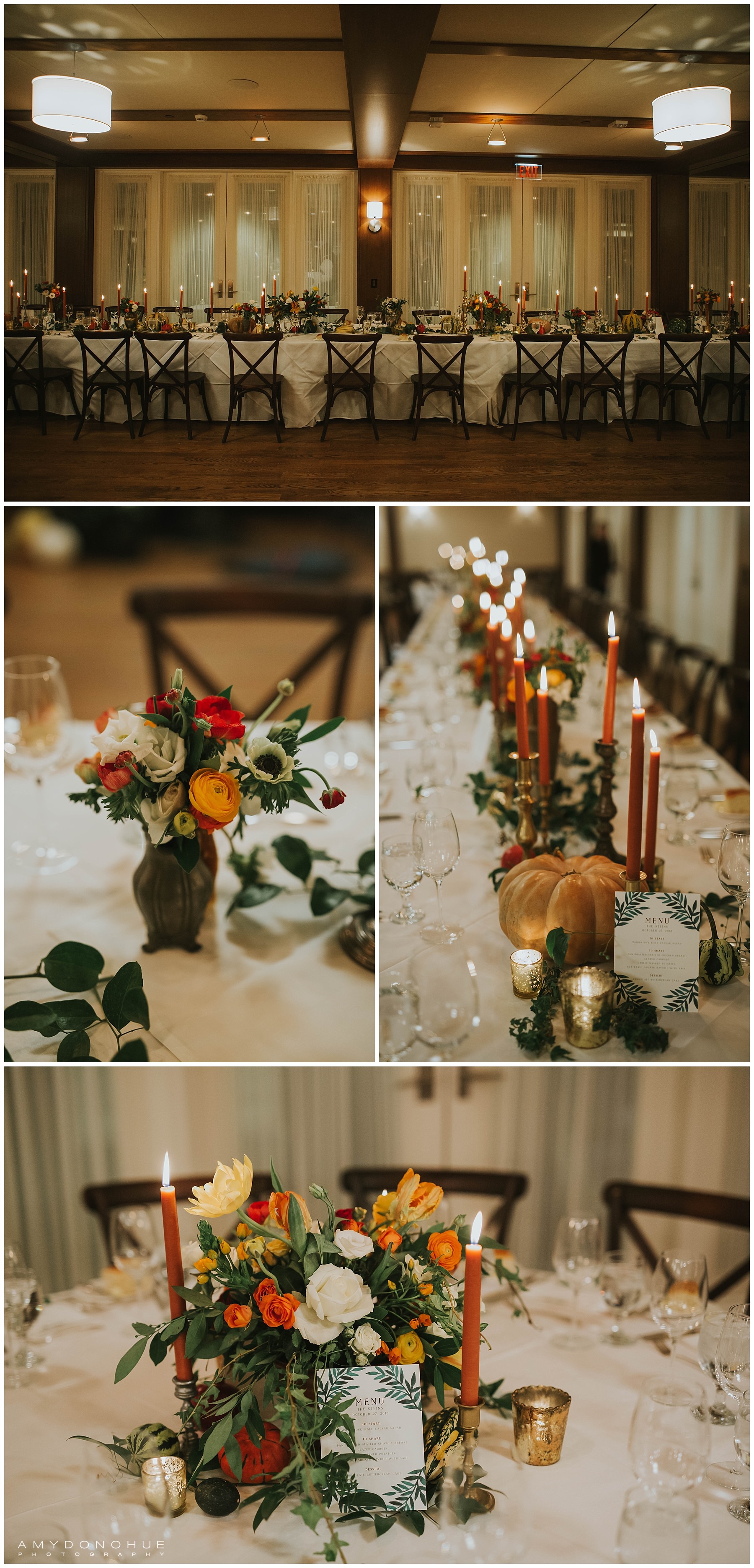 Fall Wedding Reception Inspiration | Woodstock, Vermont Wedding Photographer | © Amy Donohue Photography