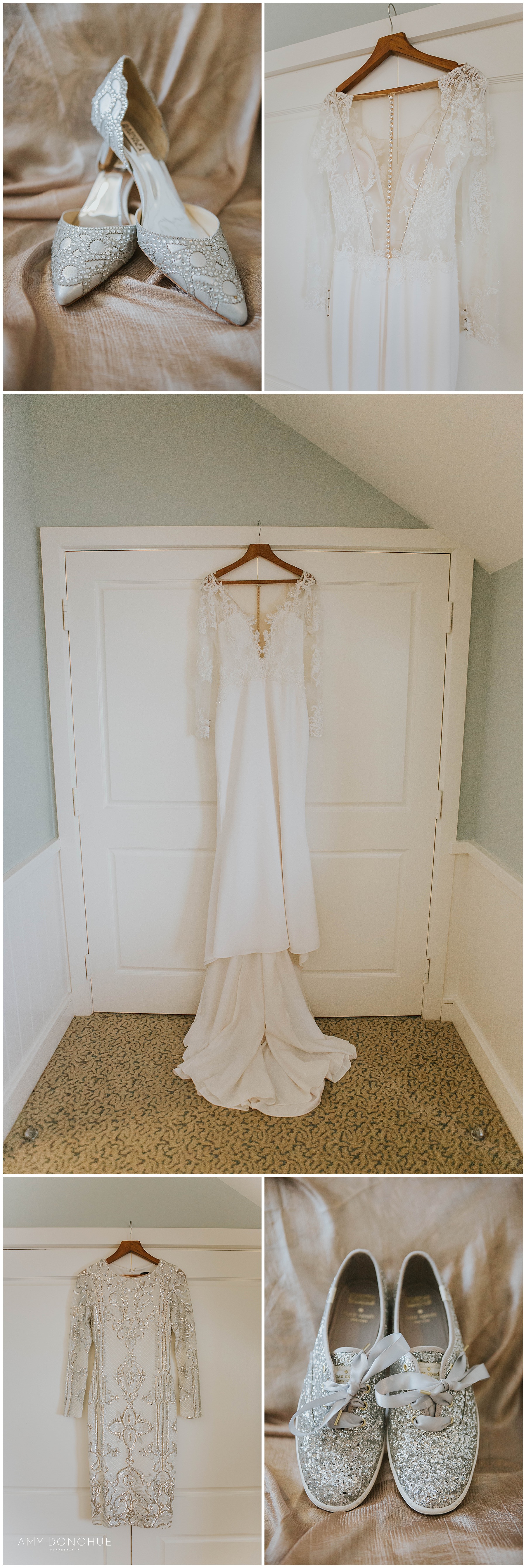 Bridal Dress and Shoes by Badgley Mischka | Woodstock Inn & Resort | VT Wedding Photographer | © Amy Donohue Photography