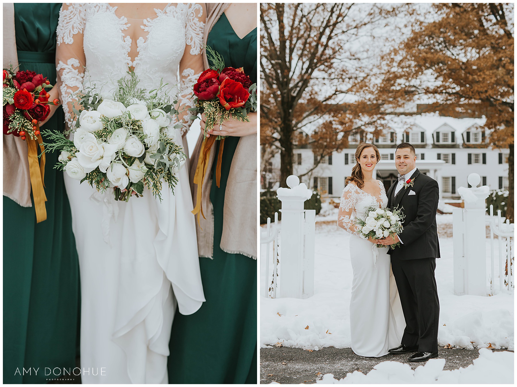 Natural Bridal Party Portraits in Winter | Woodstock Inn & Resort | VT Wedding Photographer | © Amy Donohue Photography