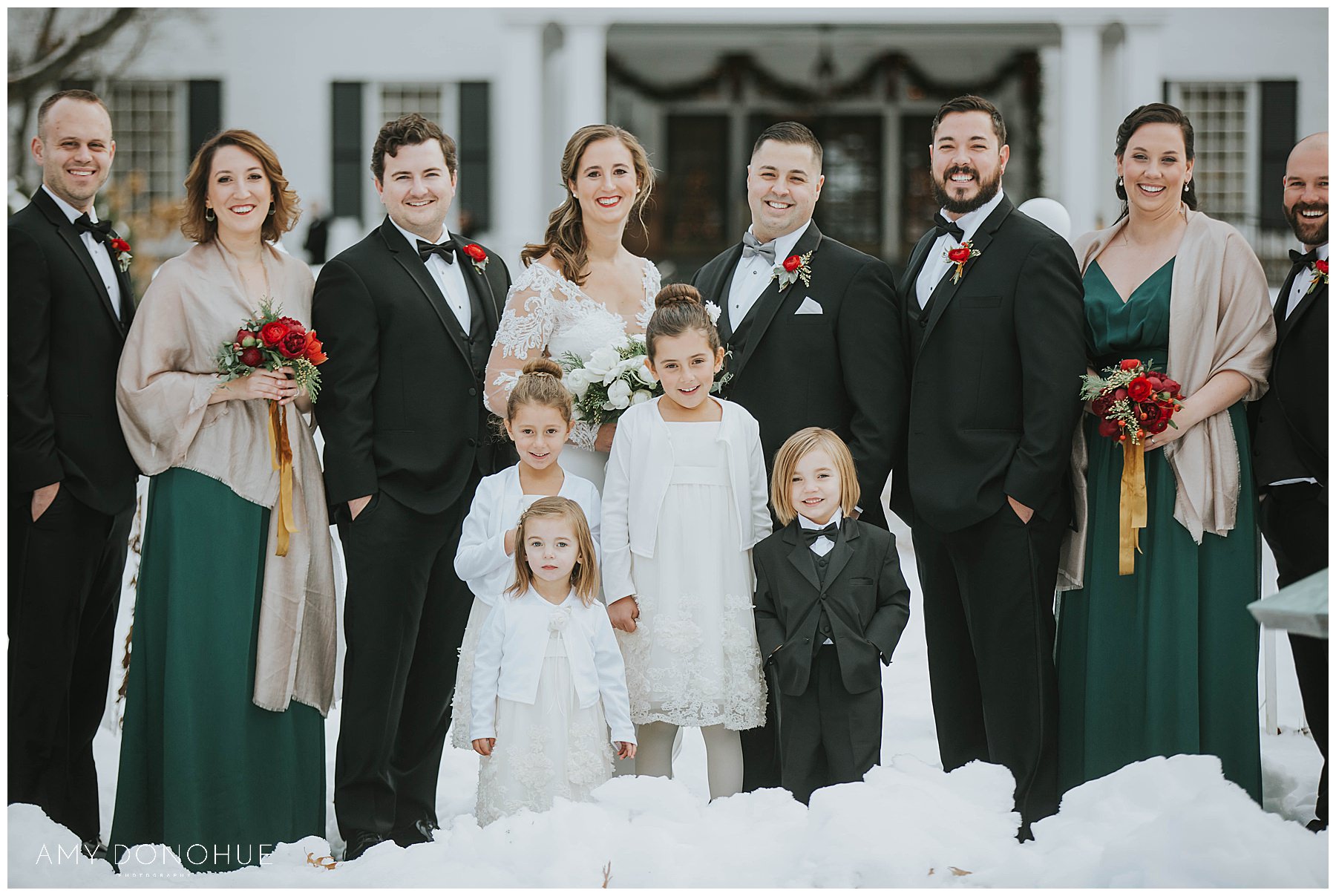 Natural Bridal Party Portraits in Winter | Woodstock Inn & Resort | VT Wedding Photographer | © Amy Donohue Photography