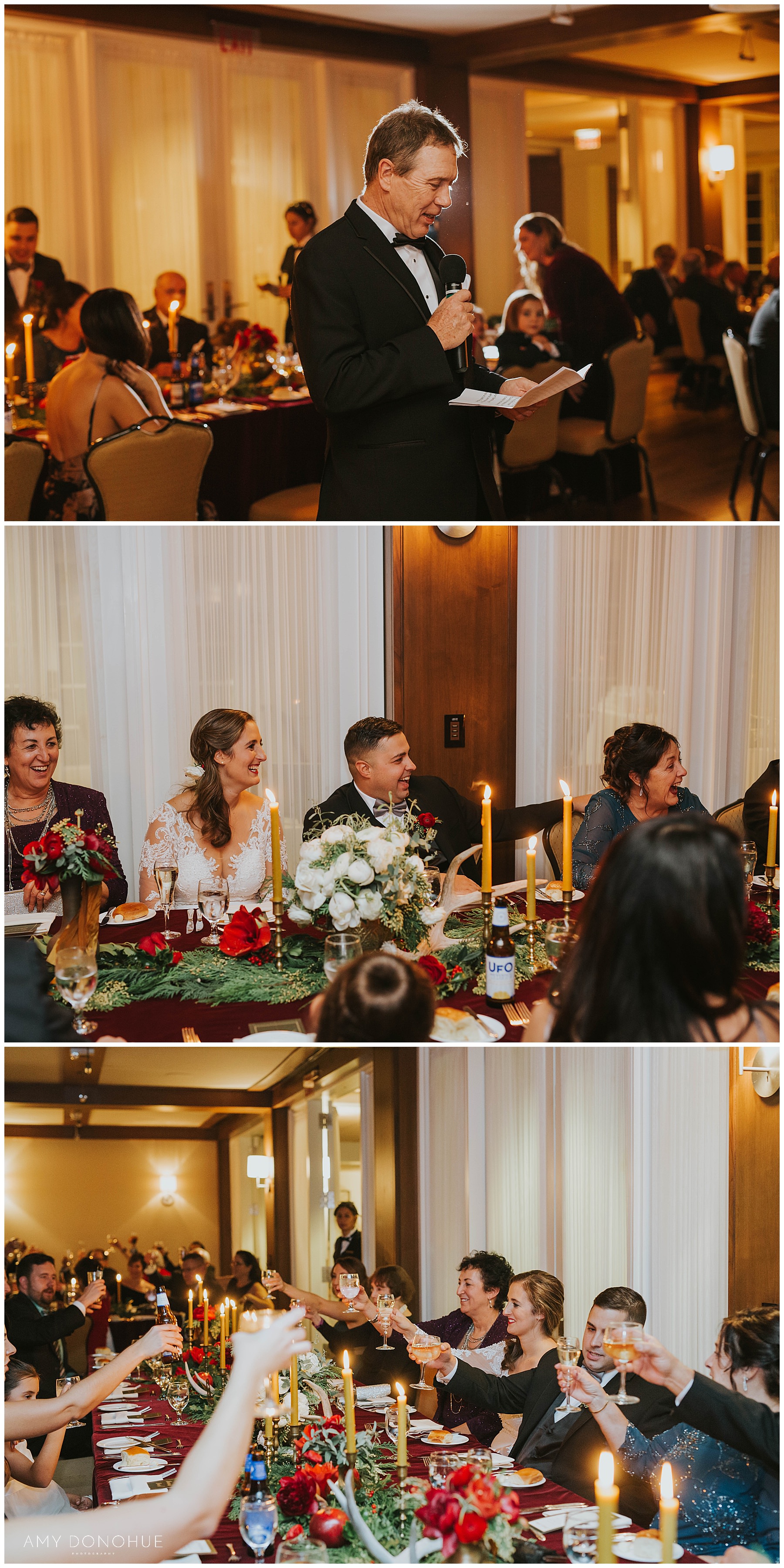 Wedding Reception Toasts | Woodstock Inn & Resort | VT Wedding Photographer | © Amy Donohue Photography
