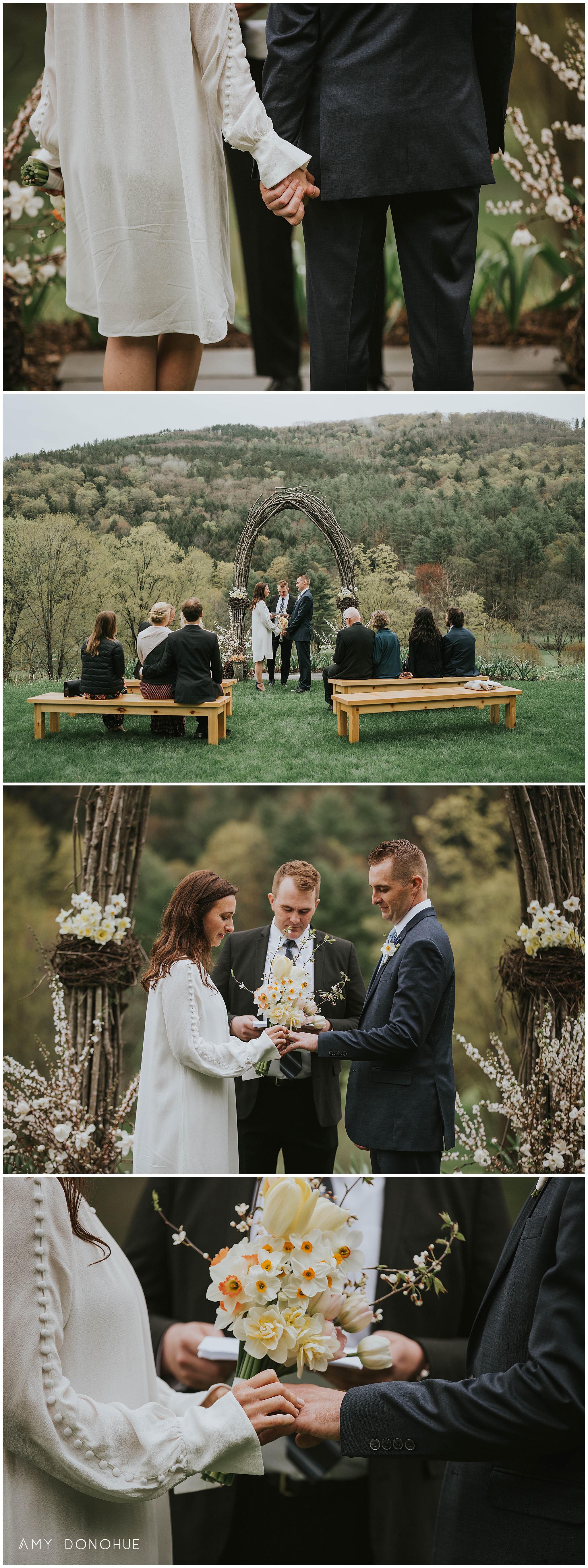 Intimate elopement ceremony at Kelly Way Gardens at the Woodstock Inn and Resort in Woodstock, Vermont