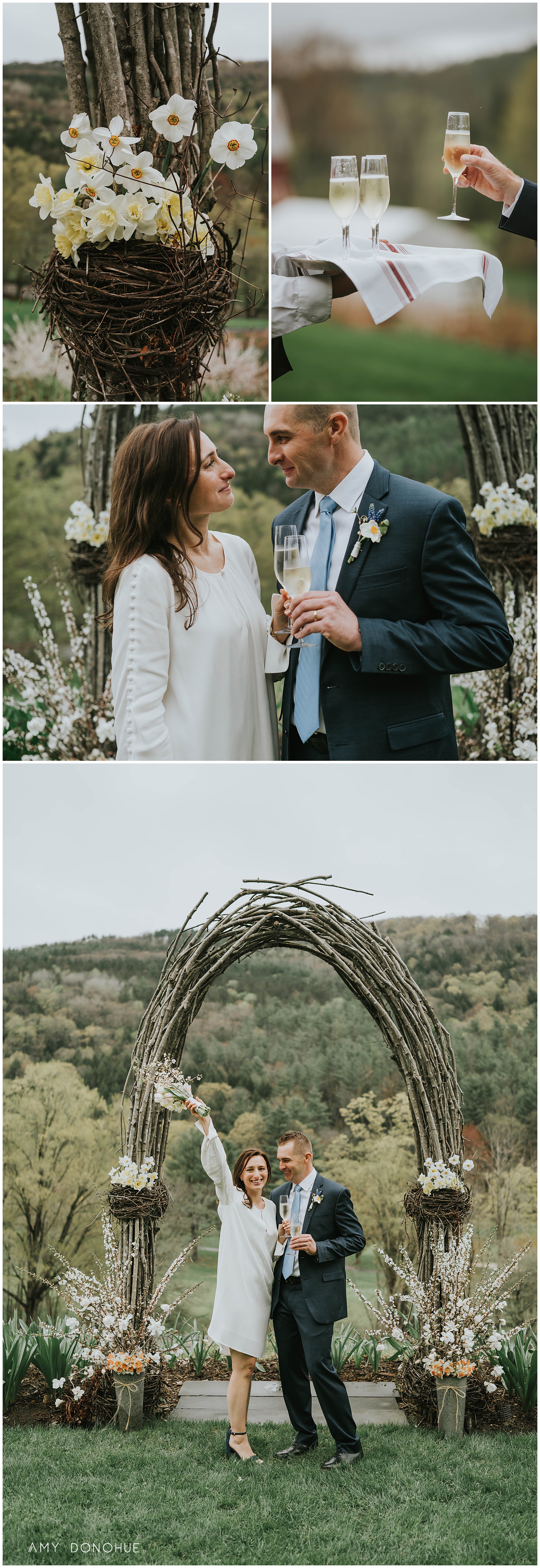 Intimate elopement ceremony at Kelly Way Gardens at the Woodstock Inn and Resort in Woodstock, Vermont
