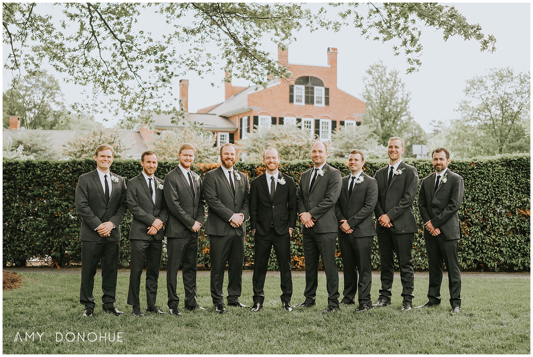 Bridal Party photos on the front lawn at The Woodstock Inn & Resort in Woodstock, Vermont