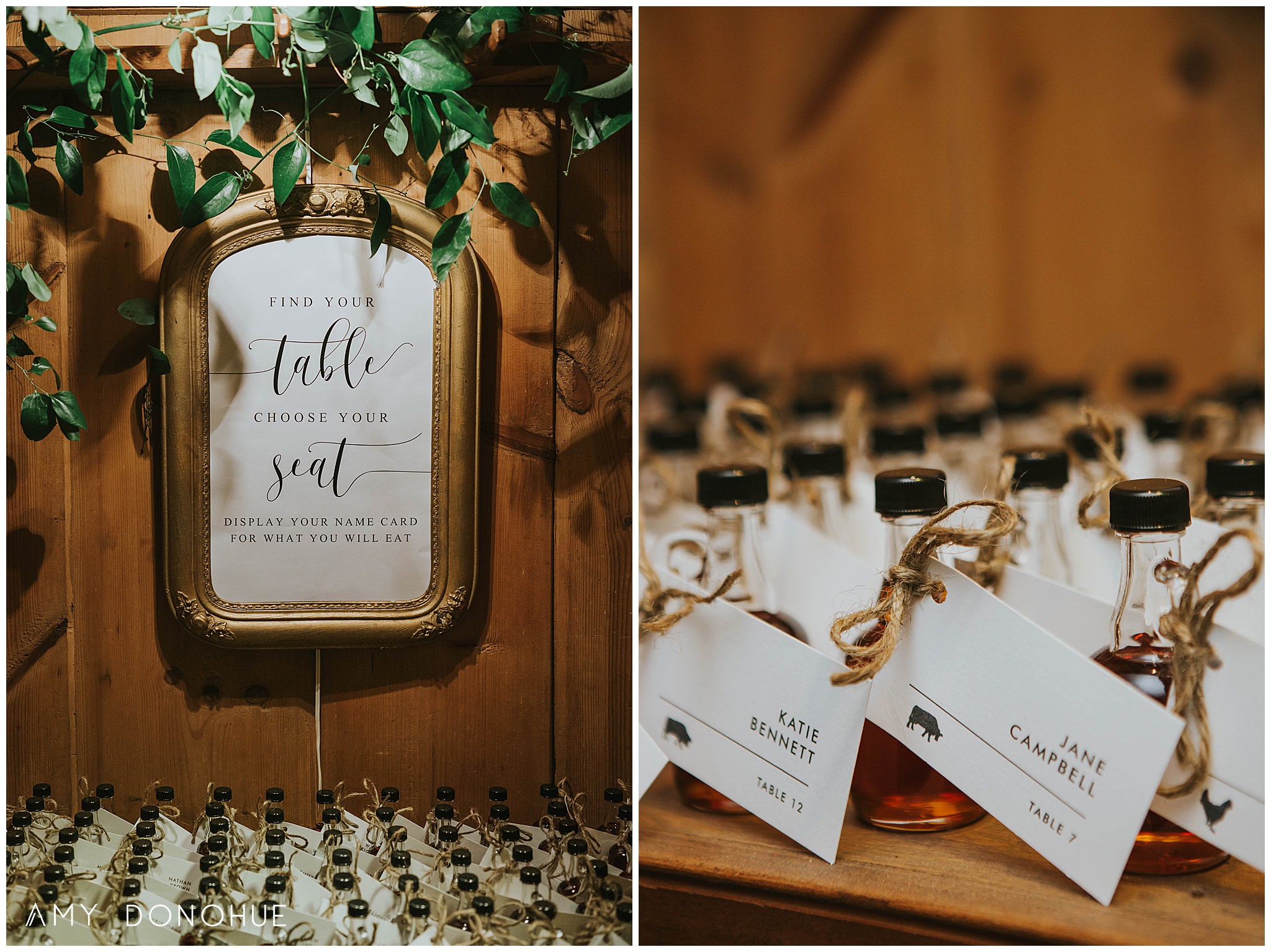 Maple Syrup escort cards at The Woodstock Inn & Resort