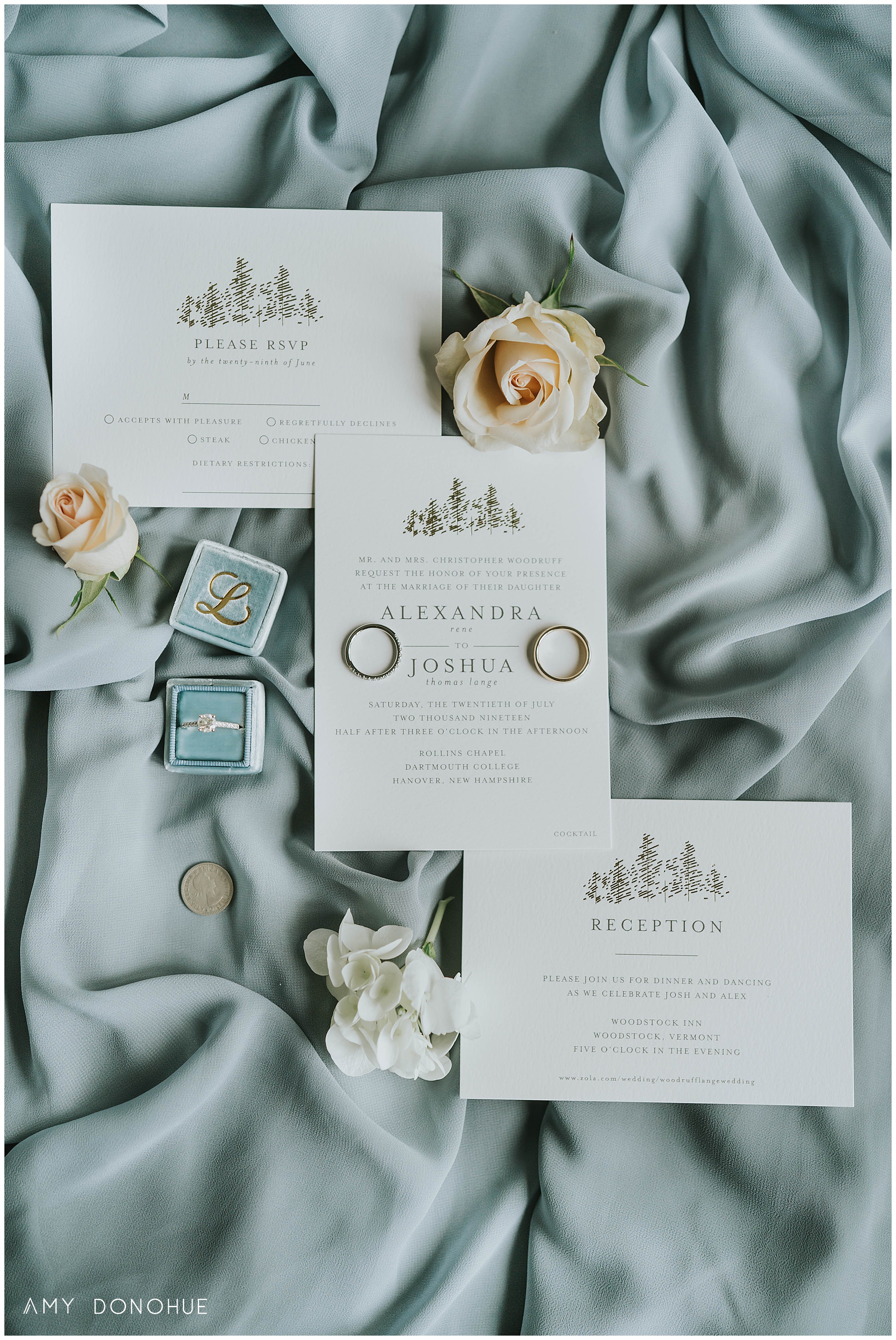 Wedding Invitation Suite | Vermont Wedding Photographer | Woodstock Inn & Resort | © Amy Donohue Photography