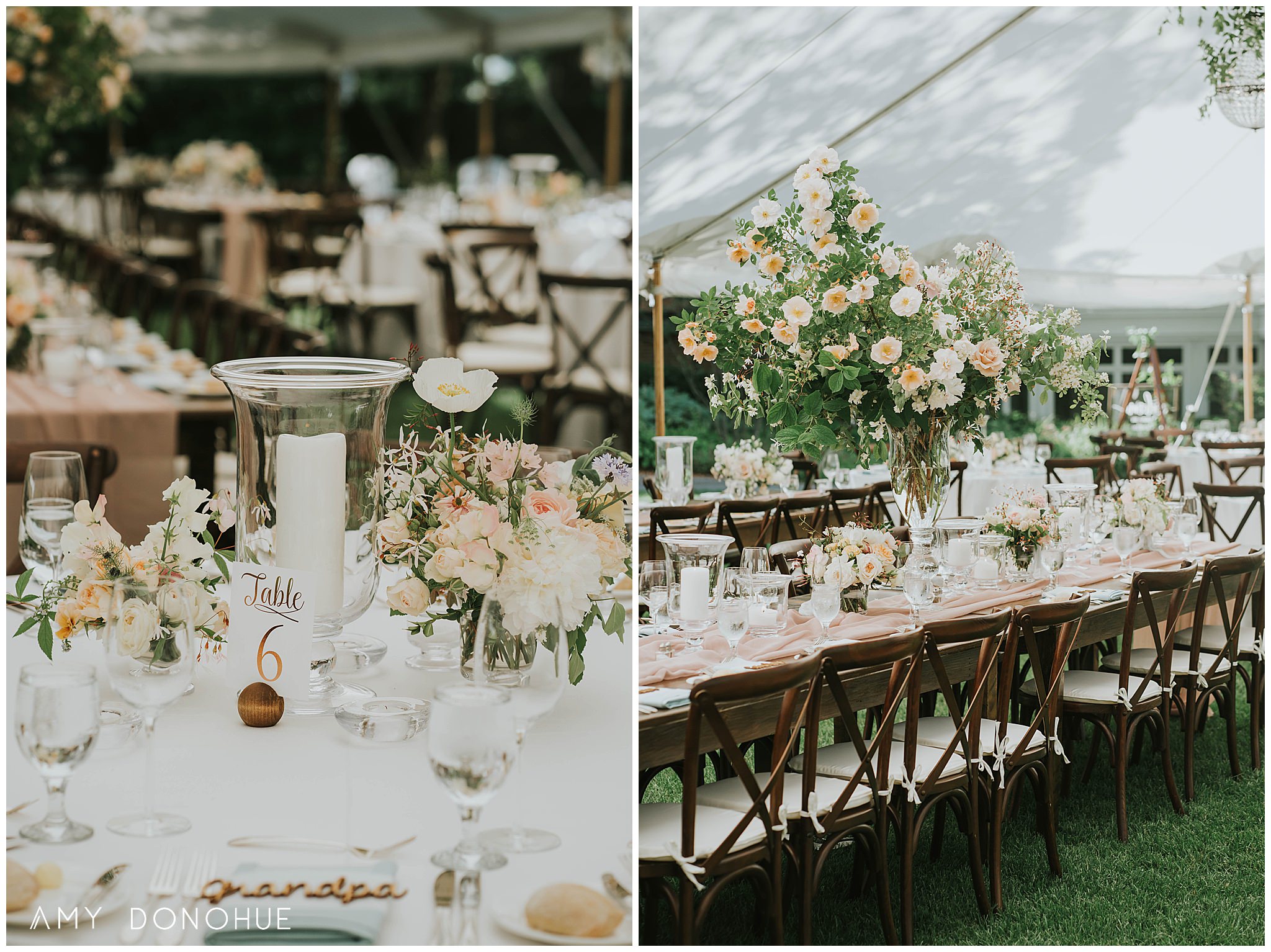 Reception details by Birds of a Flower with Simon Pearce Glassware | Woodstock Vermont Wedding Photographer | © Amy Donohue Photography