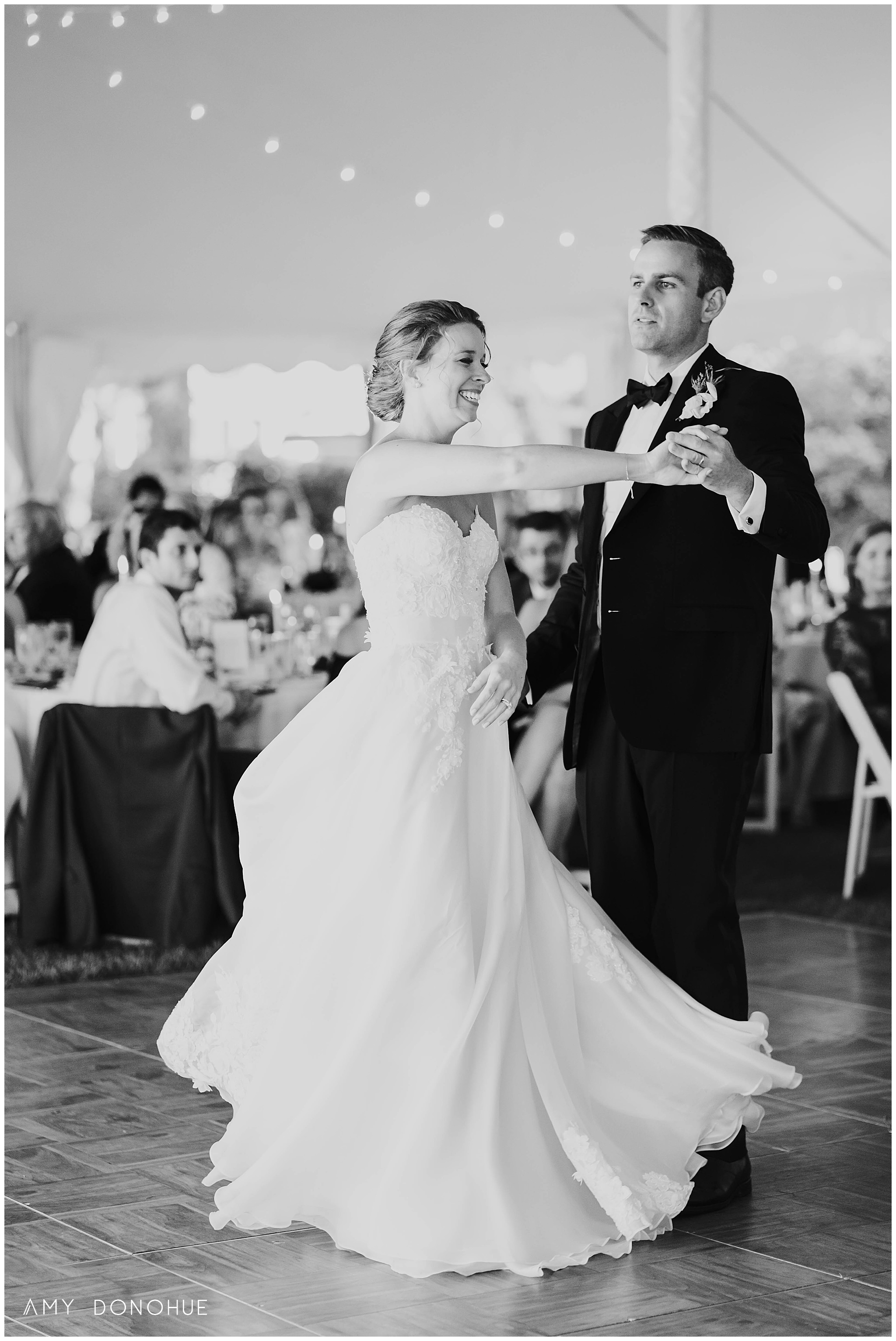 First Dance Tent Reception Back Lawn| Vermont Wedding Photographer | Woodstock Inn & Resort | © Amy Donohue Photography