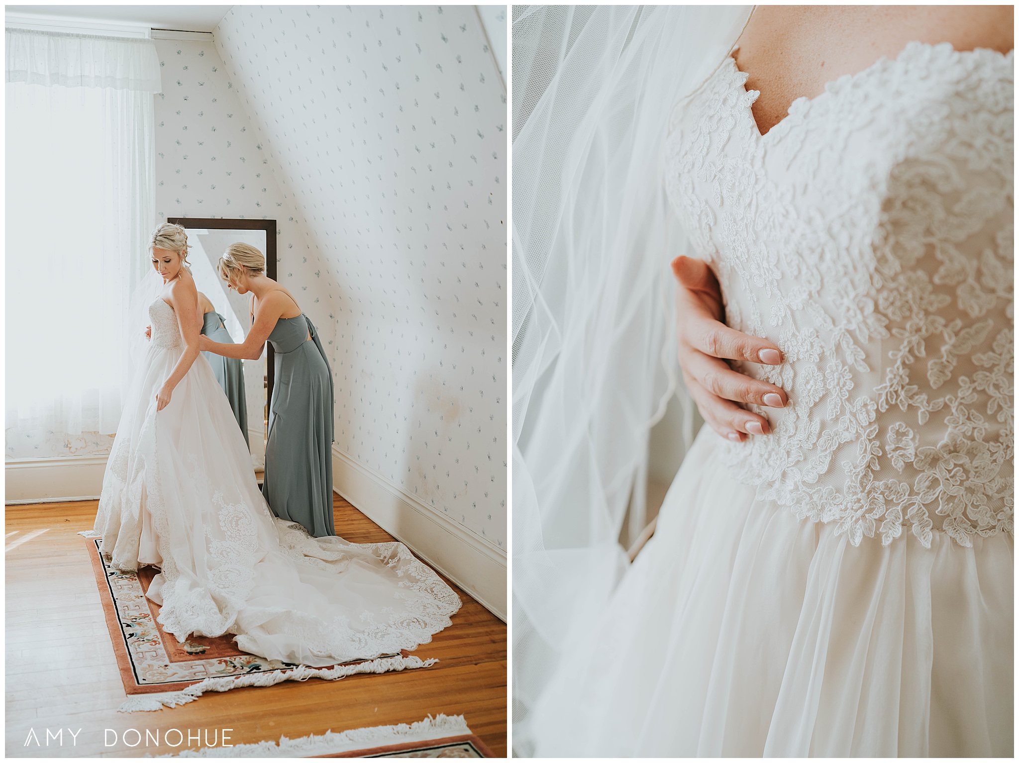 Bride getting ready | New Hampshire Wedding Photographer | Thae Fells | © Amy Donohue Photography