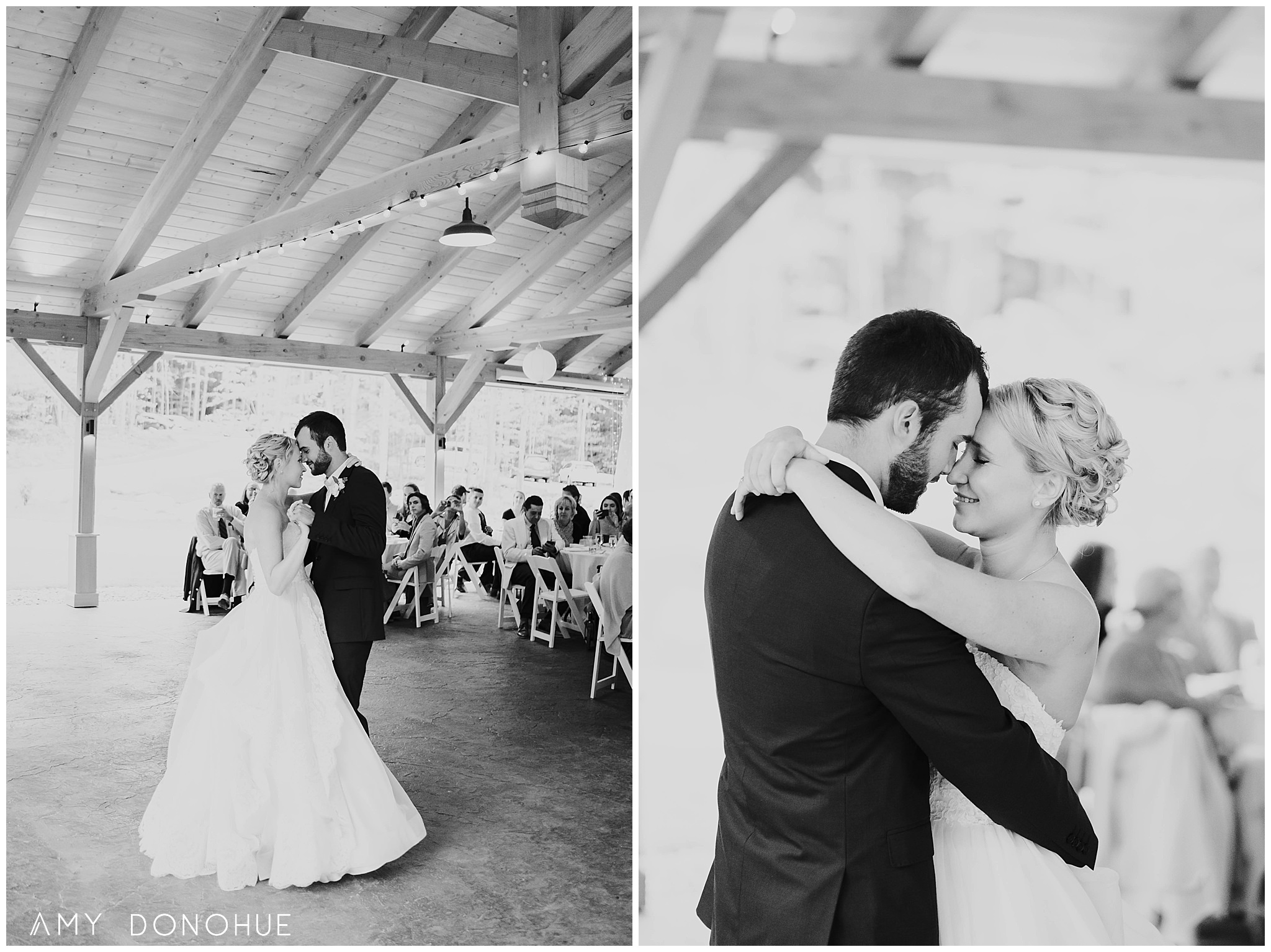 Black and White images of the first dance | New Hampshire Wedding Photographer | Thae Fells | © Amy Donohue Photography