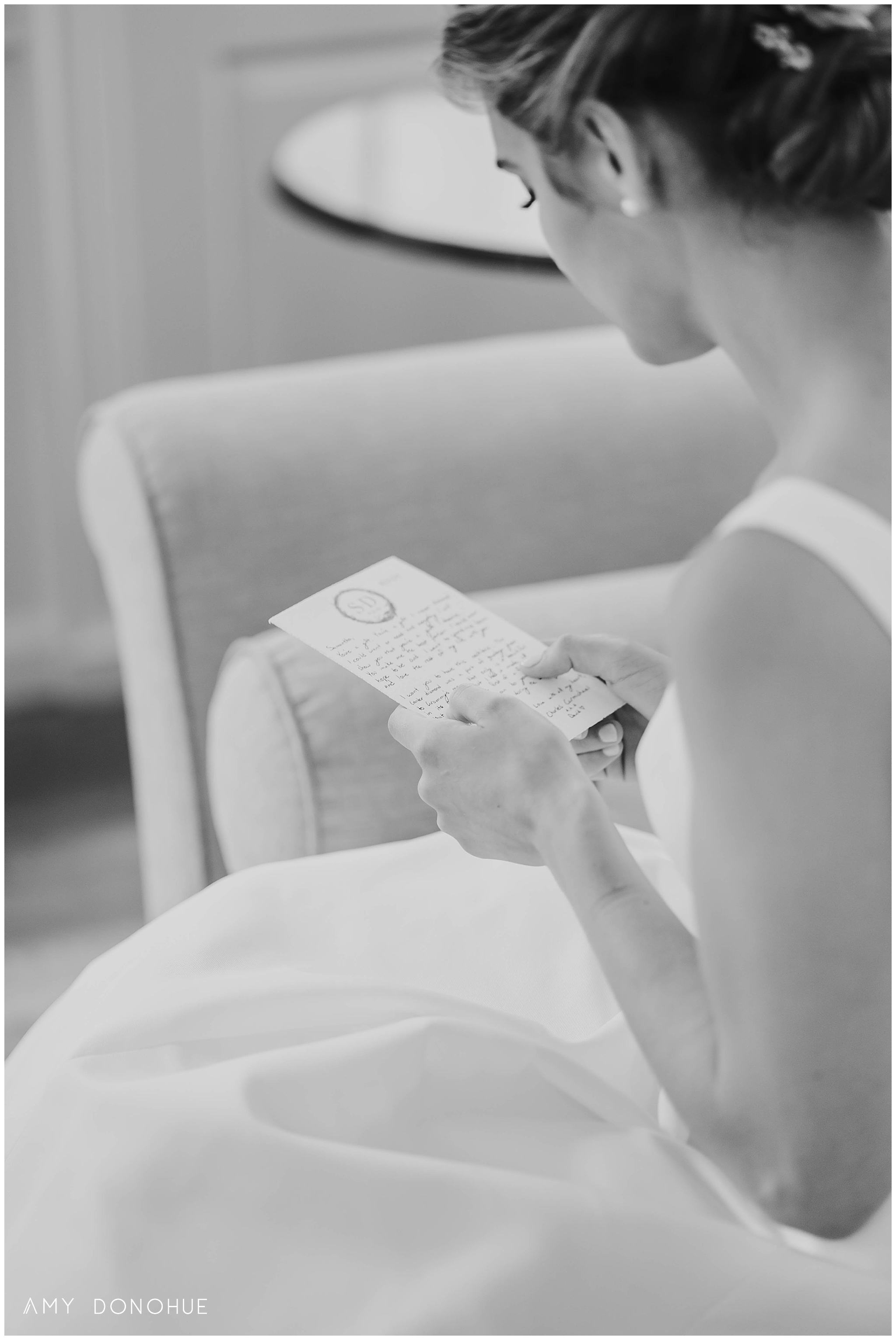Wedding Day Note Exchange | Blue Horse Inn | Vermont Wedding Photographer | © Amy Donohue Photography