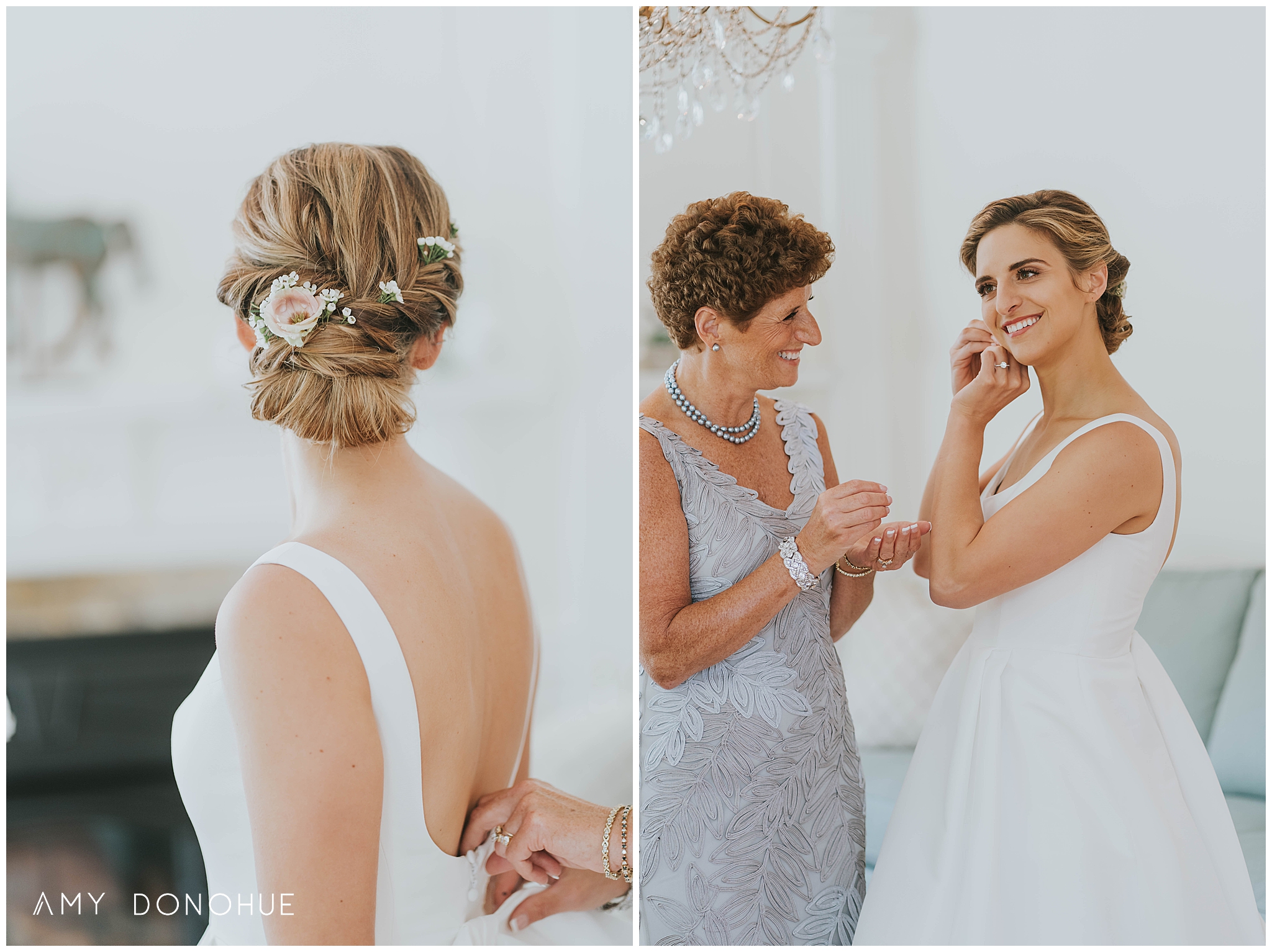 Bride getting into the dress | Blue Horse Inn | Vermont Wedding Photographer | © Amy Donohue Photography