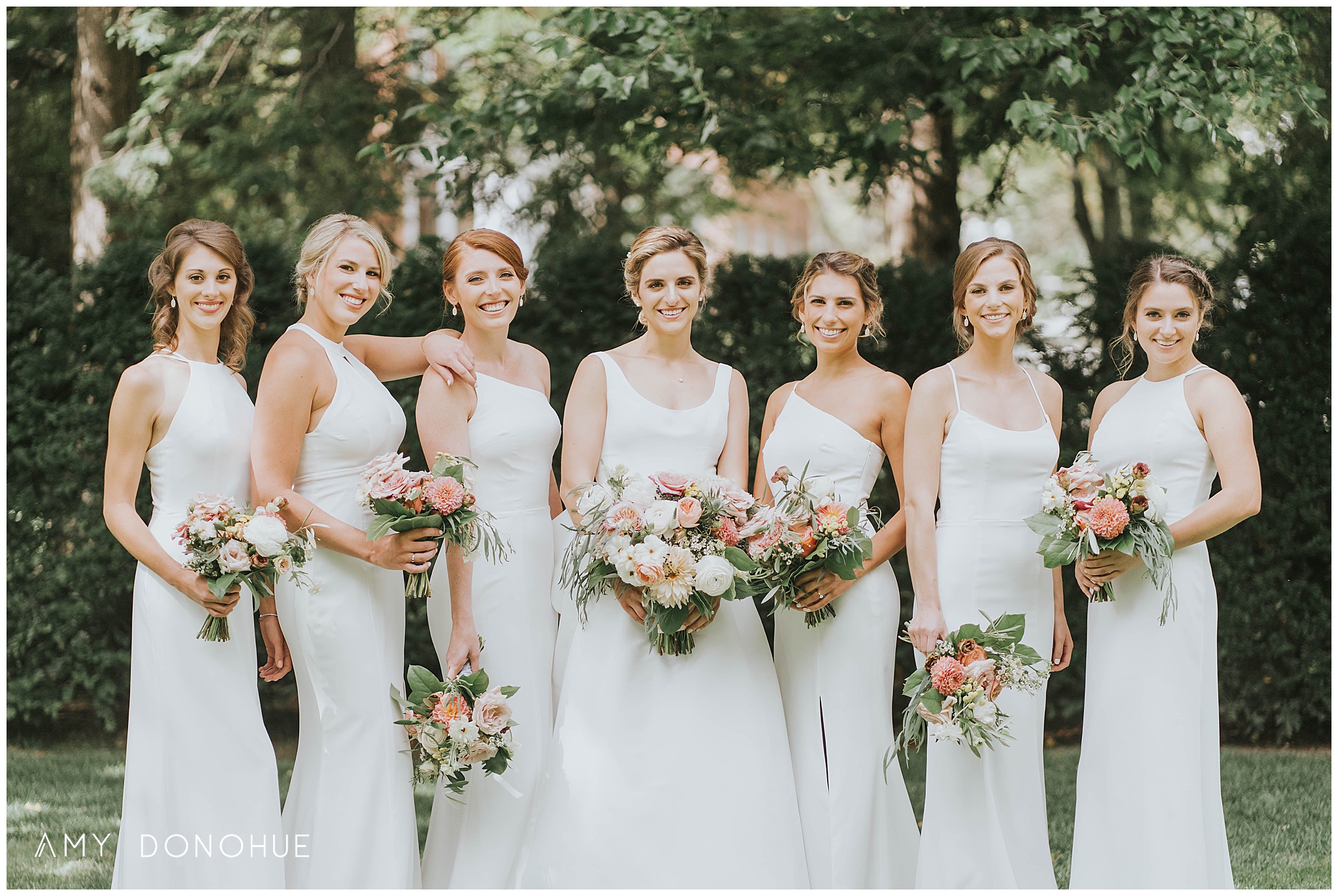White Bridesmaid Dresses | Woodstock Inn & Resort | Vermont Wedding Photographer | © Amy Donohue Photography