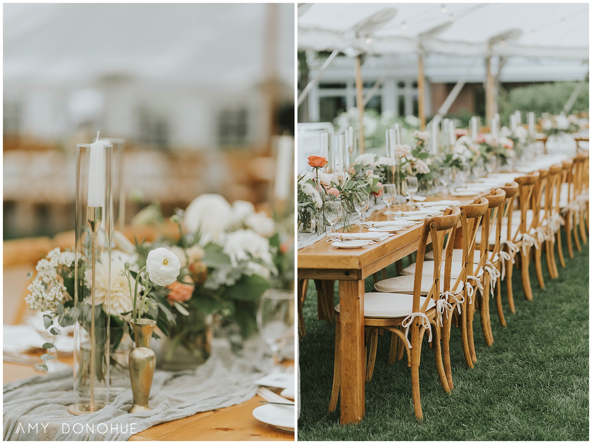 Apotheca Florals | Tent Reception on the Back Lawn | Woodstock Inn & Resort | Vermont Wedding Photographer | © Amy Donohue Photography
