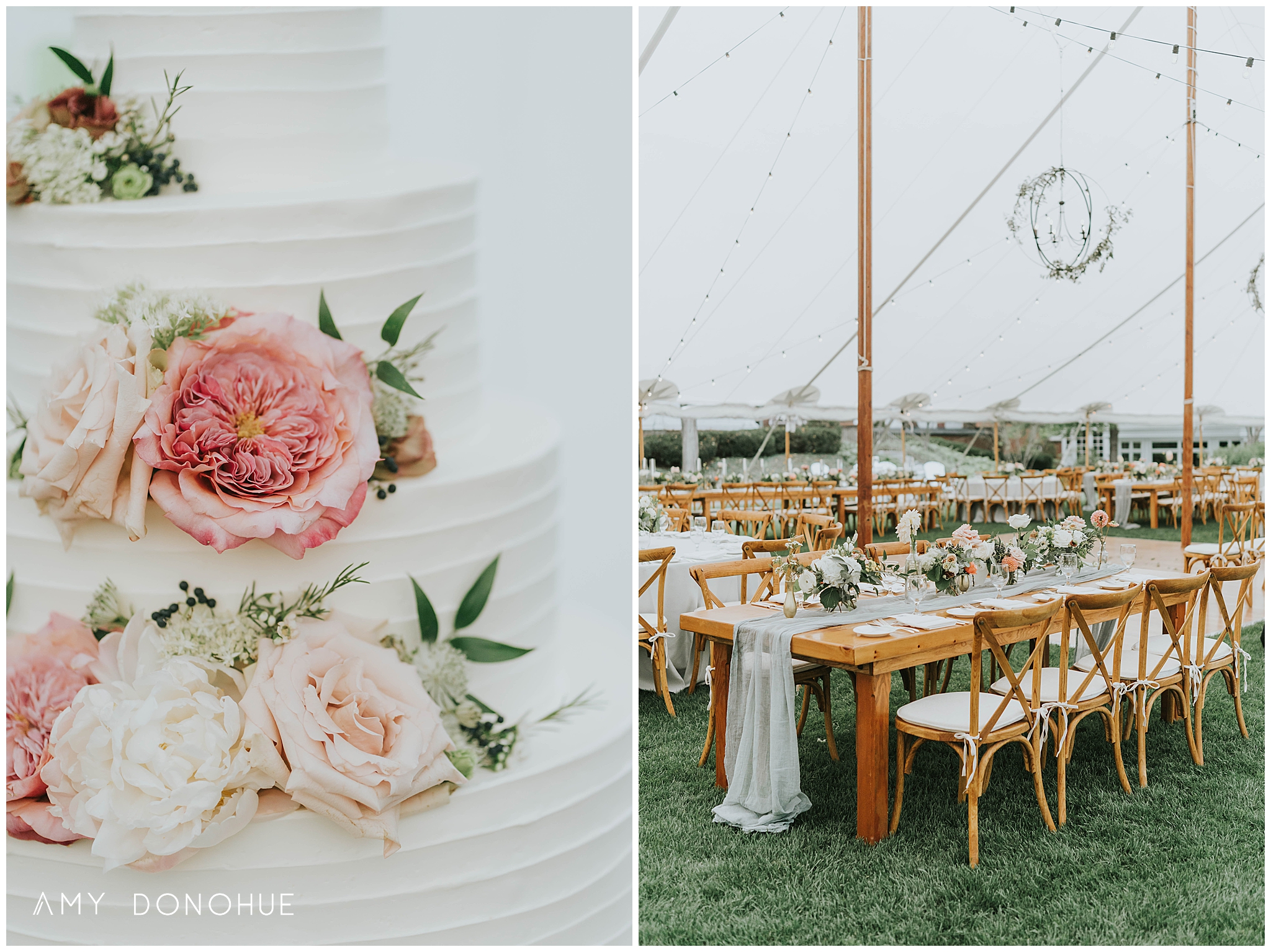 Apotheca Florals | Tent Reception on the Back Lawn | Woodstock Inn & Resort | Vermont Wedding Photographer | © Amy Donohue Photography