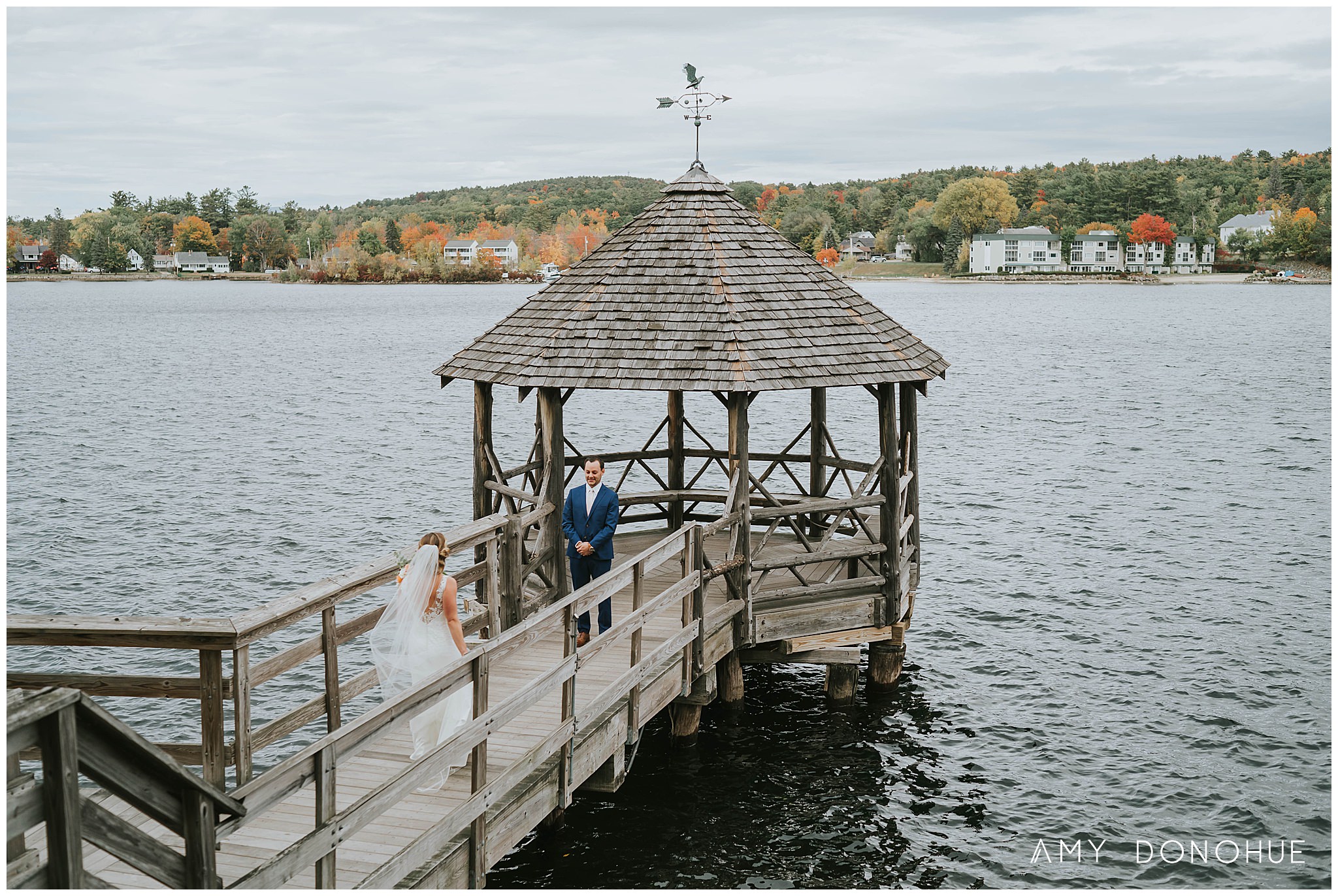 First Look | New Hampshire Wedding Photographer | Church Landing at Mill Falls, New Hampshire | © Amy Donohue Photography