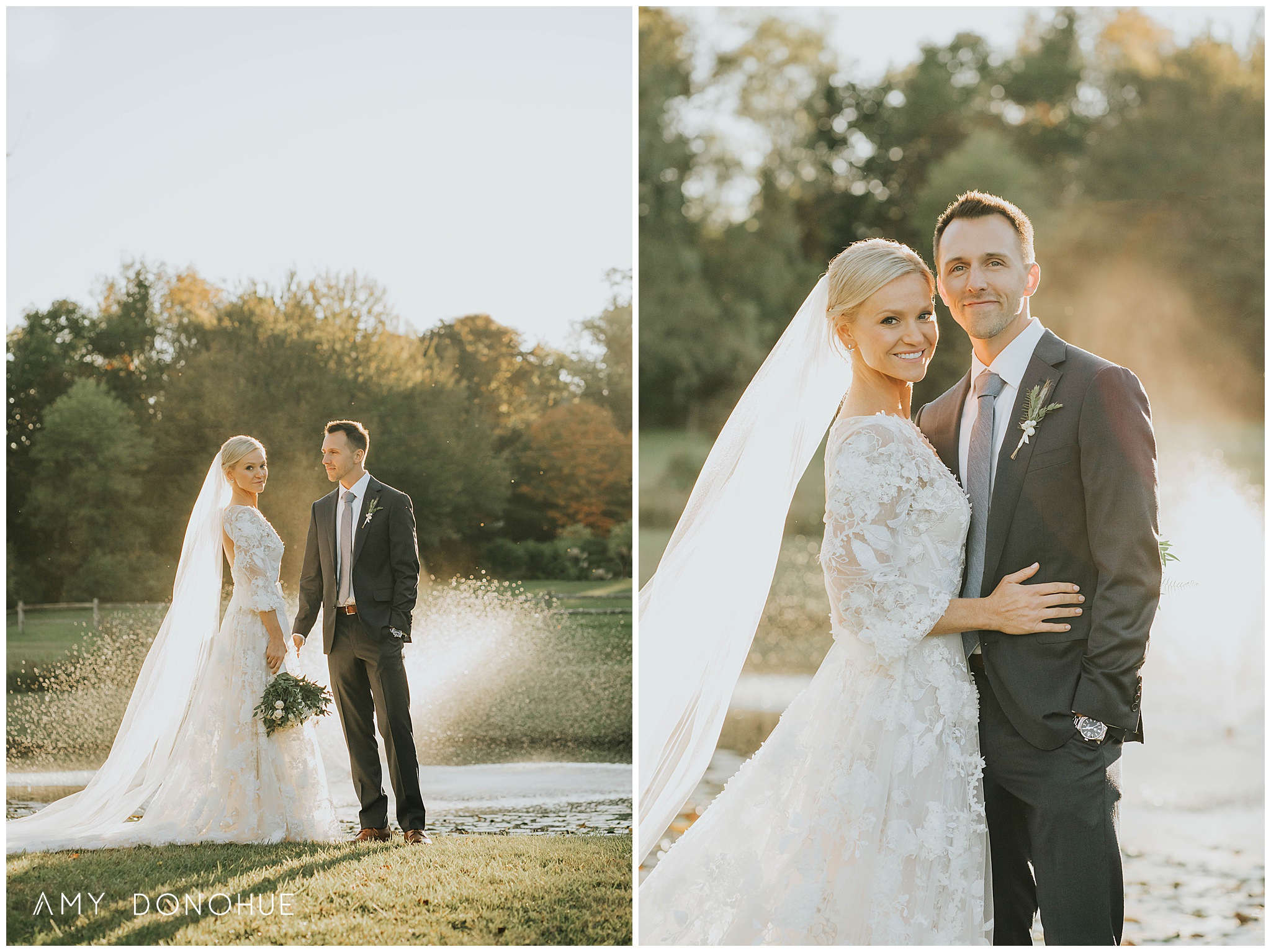 Bride and Groom golden hour portraits at the Equinox Resort with florals by Jasper and Prudence | Vermont Wedding Photographer | © Amy Donohue Photography