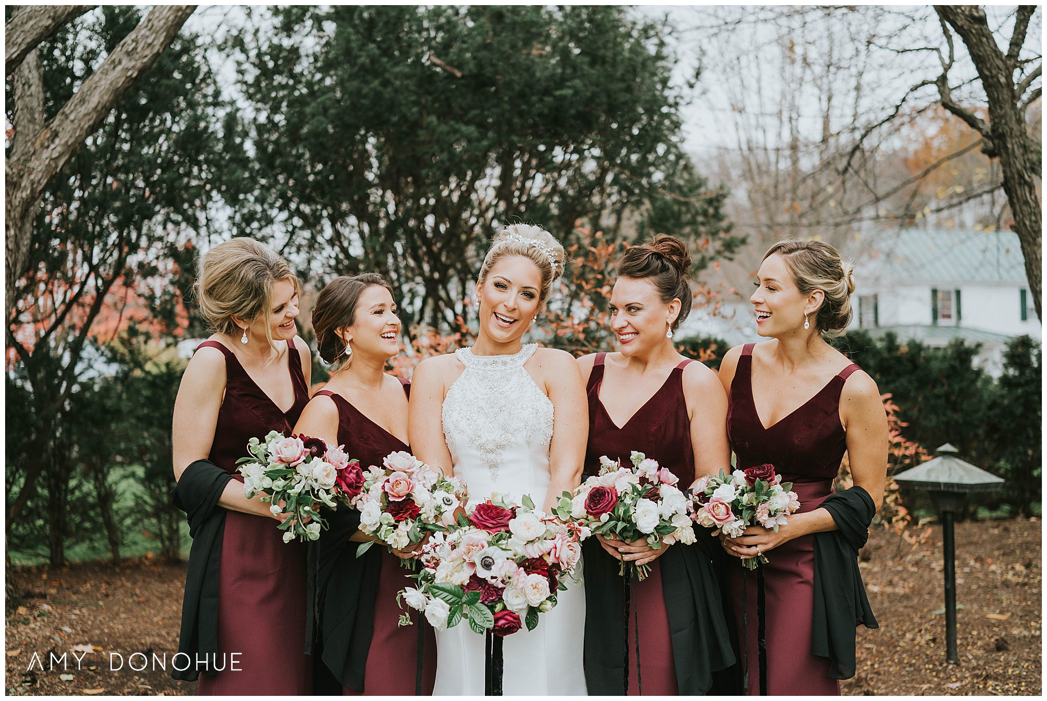 Bridesmaids and Bouquets by Birds of a Flower | Vermont Wedding Photographer | Woodstock Inn & Resort Vermont | © Amy Donohue Photography