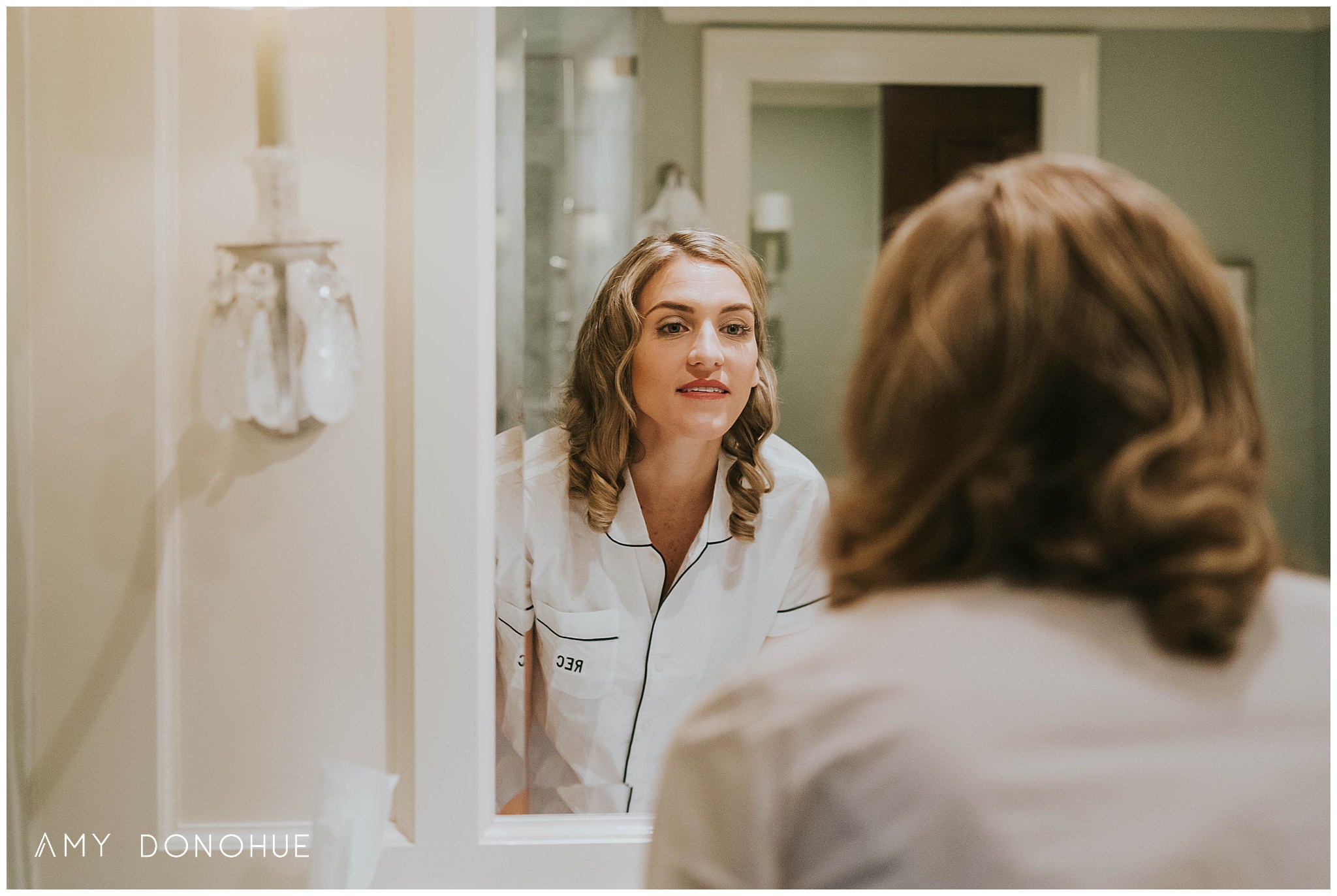 Bride Getting ready in the Mary Rockefeller Room | Vermont Wedding Photographer | Woodstock Inn & Resort Vermont | © Amy Donohue Photography