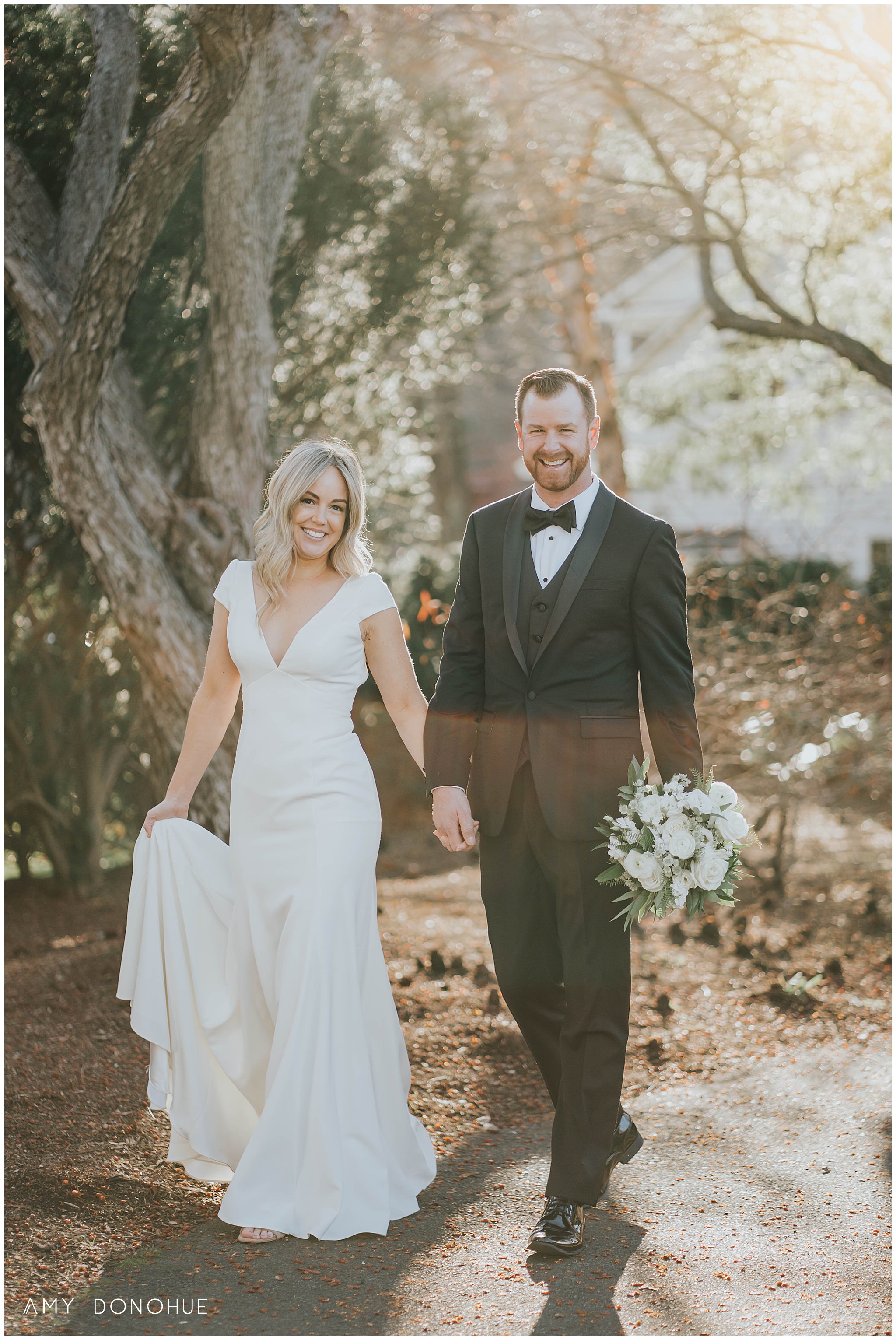 Light Filled Bride and Groom Portraits | Vermont Intimate Wedding Photographer | Woodstock Inn & Resort Vermont | © Amy Donohue Photography