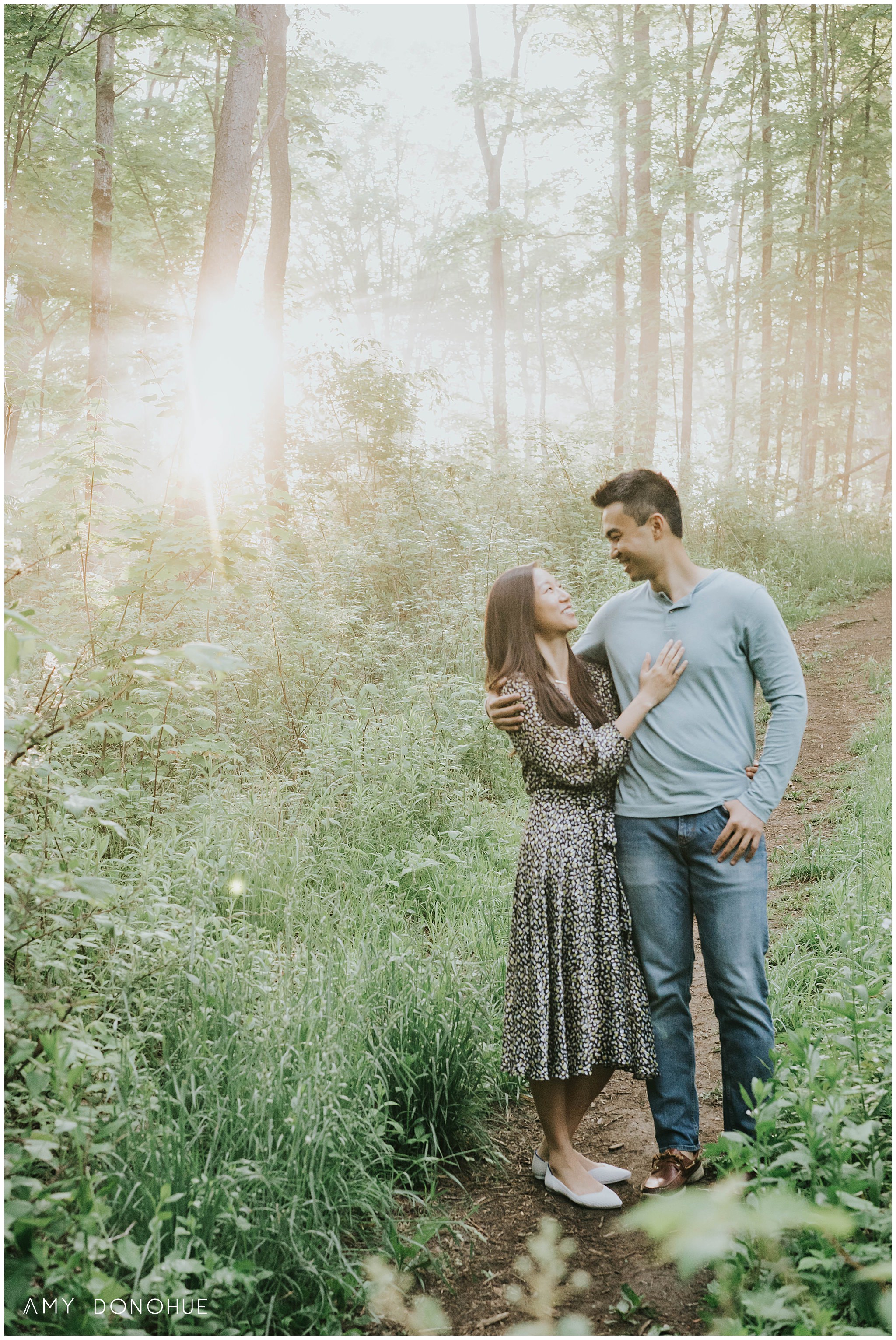Early morning light during an engagement session at Mount Peg in Woodstock Vermont.