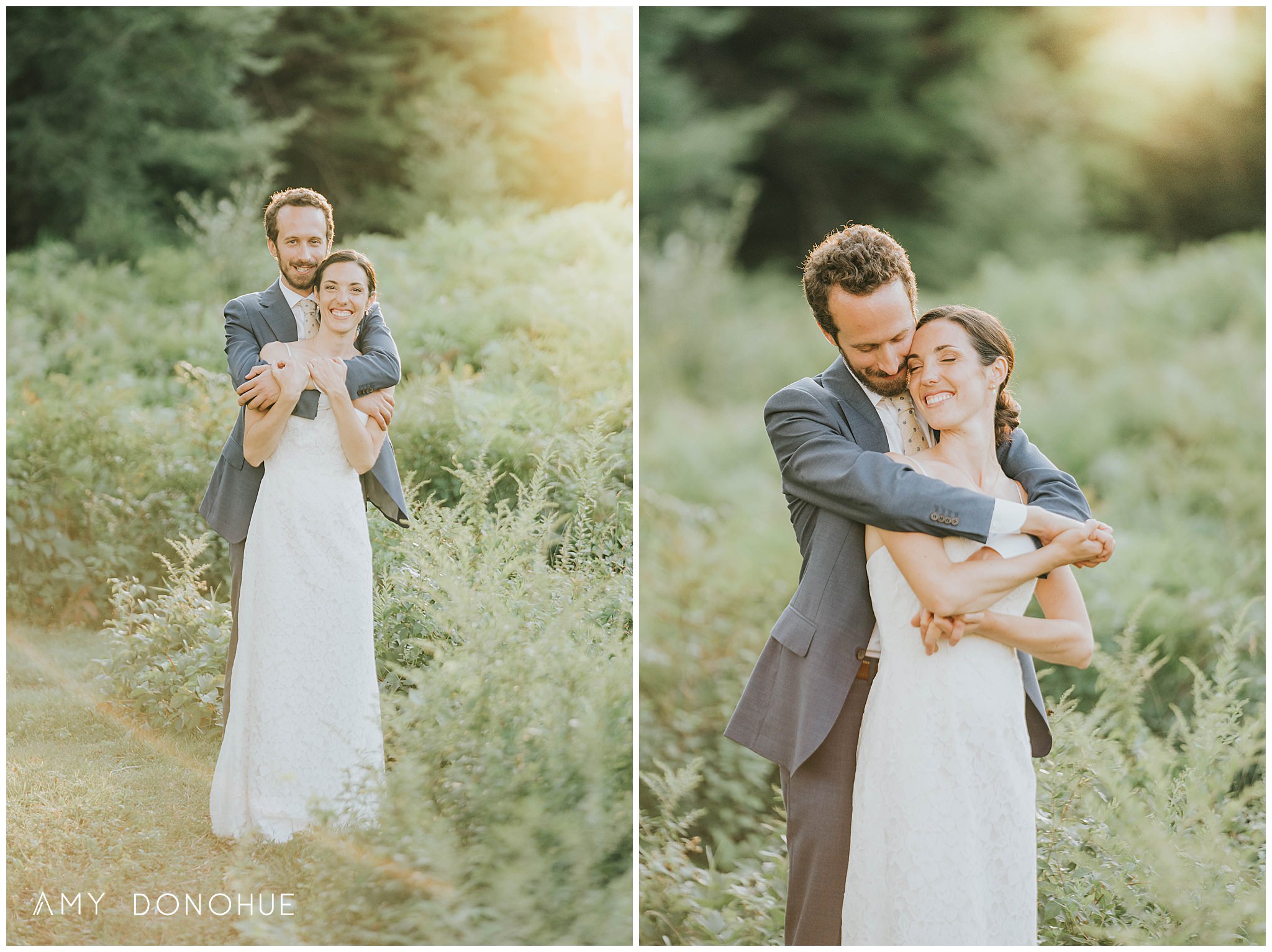 Bride and Groom Golden Hour Photos |The Fells Estate | New Hampshire Wedding Photographer | © Amy Donohue Photography